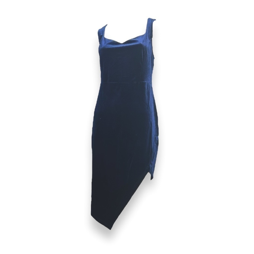 Privy Plus Size Navy Velour Dress Short Sleeveless Stretch Zip Velvet Womens 3X
